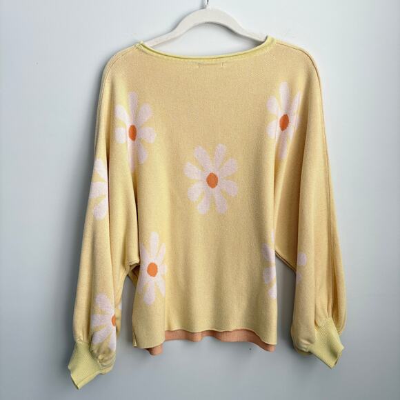 Ekouaer Lightweight Butter Yellow Daisy Flower Print Knit Two Piece Pajama Set - Picture 8 of 16